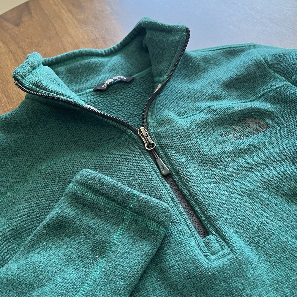 The North Face Gordon Lyons Fleece Pullover Mens MEDIUM Green Quarter Zip